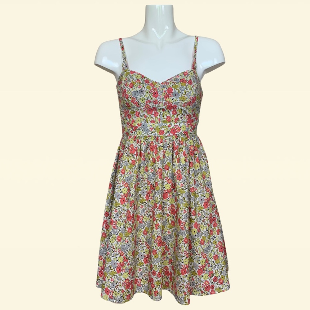 Fossil Floral Print Strappy Fit and Flare Sweetheart Neckline Dress Small - Picture 2 of 13